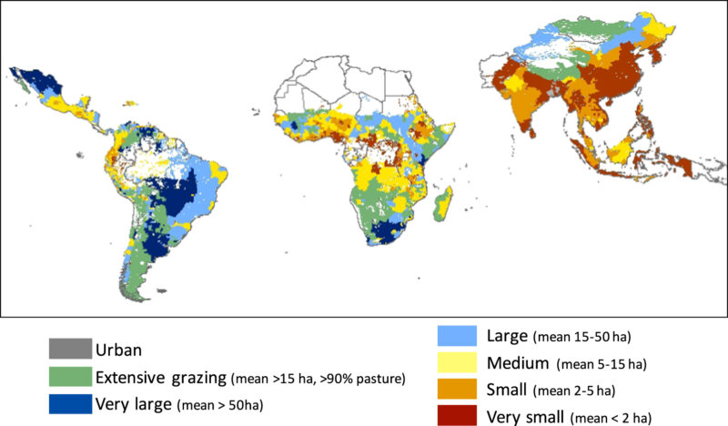 Map of smallholders farms in developing world